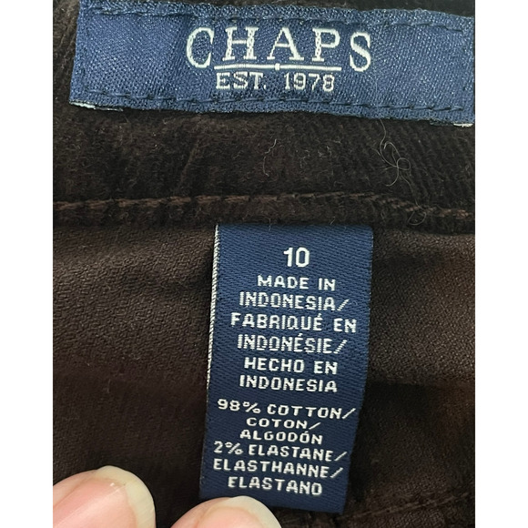 Chaps Sz 10 Corduroy Pants 5 Pocket Jeans Style 34x29 Straight Leg Dark Brown - Picture 8 of 8